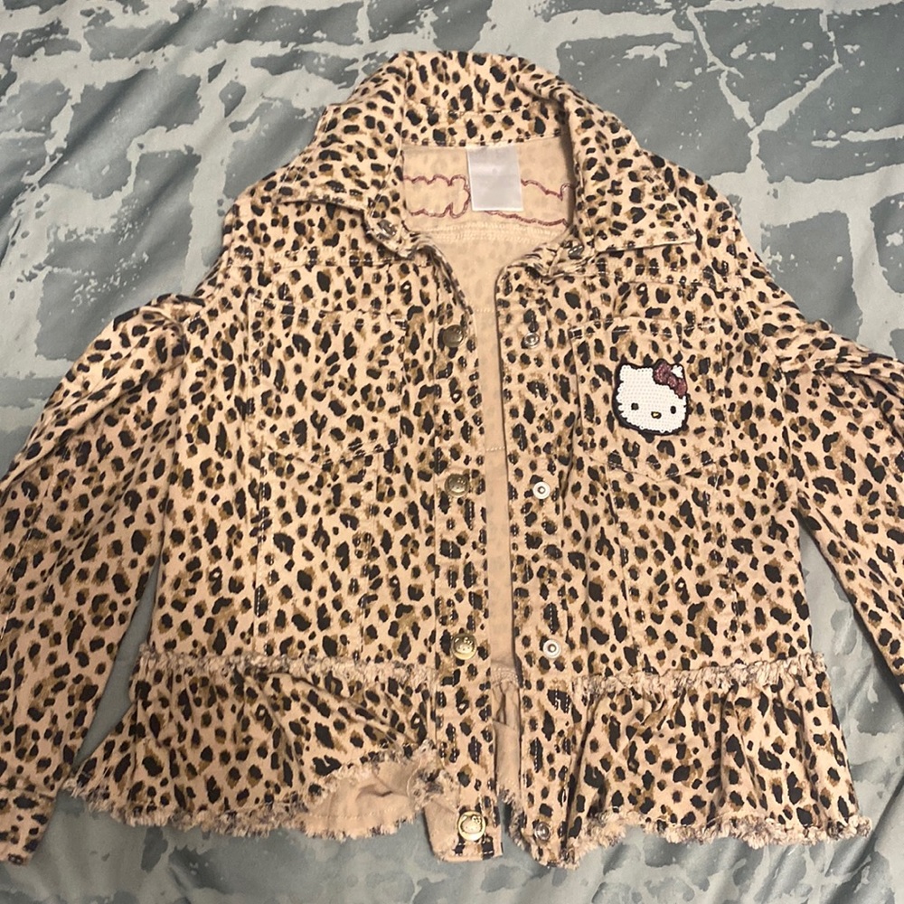 Girls size 6 animal print hello kitty jacket